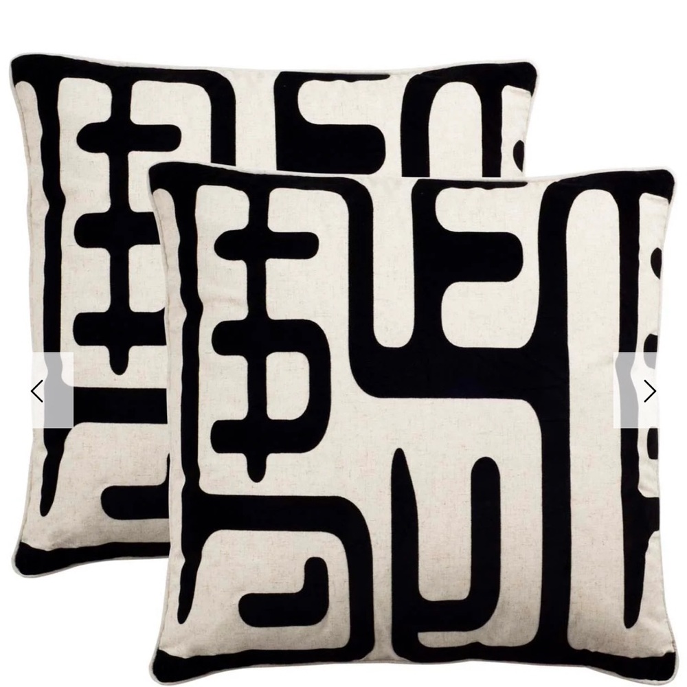NWT Safavieh Maize Feather Pillows - Cream and Black